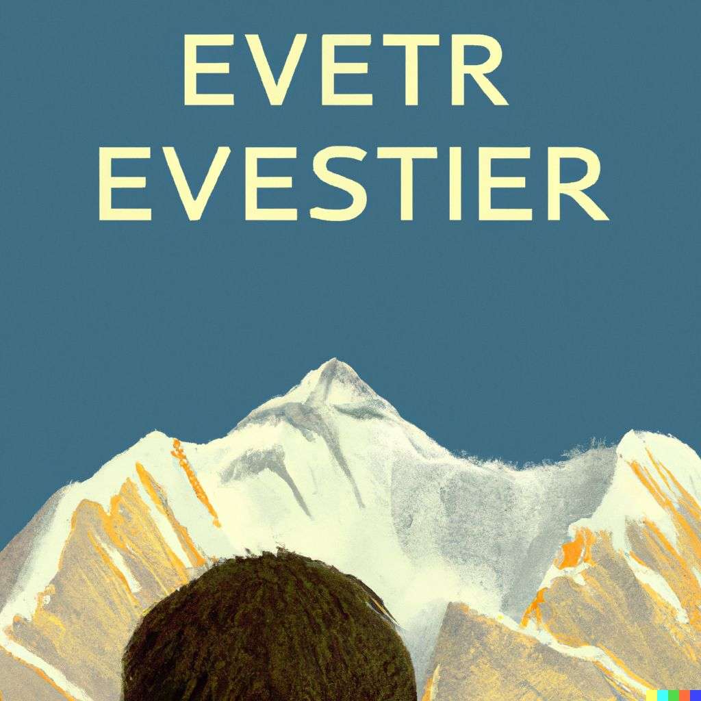 someone gazing at Mount Everest, book cover art